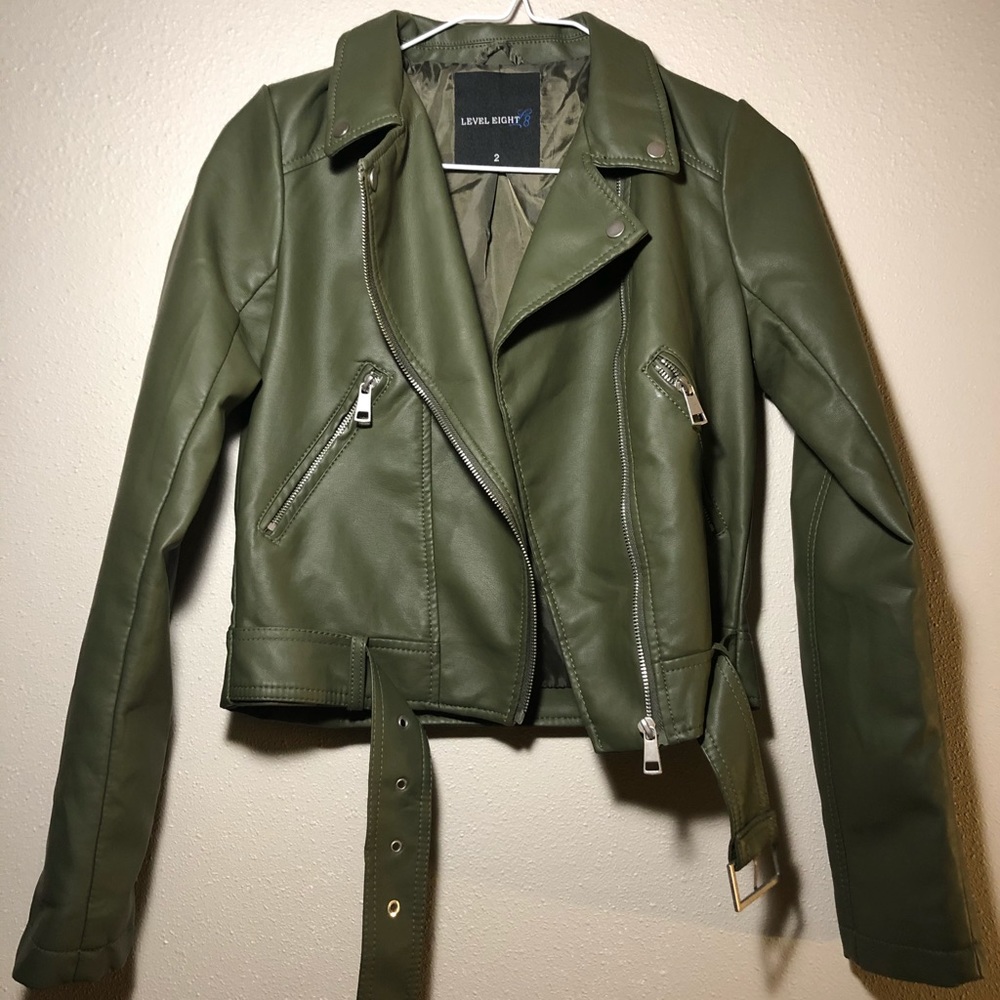 Olive Faux Leather Jacket